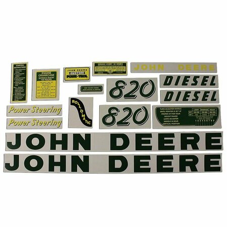 AFTERMARKET DEC030 Fits JD 820 Diesel: Mylar Decal Set Fits John Deere DEC030-STR